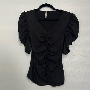 Forgotten Grace black shirt with puff sleeves